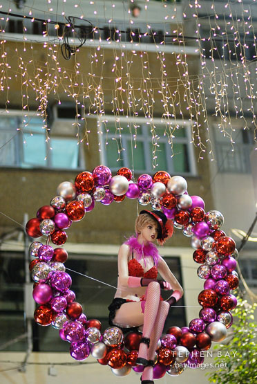 Mannequin of party girl. Lan Kwai Fong. Hong Kong.