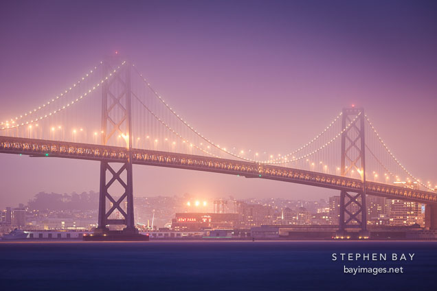 Bay bridge connecting San Francisco and Oakland.