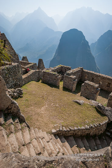 Stairs leading to northeast side of Machu Picchu, Peru.