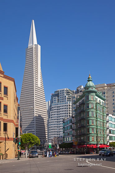 Transamerica Pyramid and Columbus Tower. San Francisco, California.