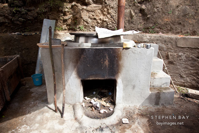 Oven and boiler used to cook fibers. Jungshi handmade paper factory, Thimphu, Bhutan.