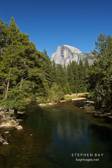 Half Dome and Merced river. Yosemite National Park, California, USA.