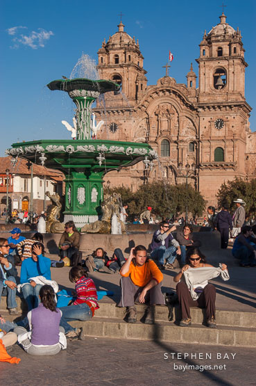 Plaza de Armas and Iglesia de la Compania de Jesus. Cusco, Peru.