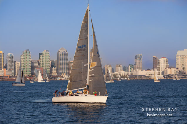 Sailing in San Diego bay.