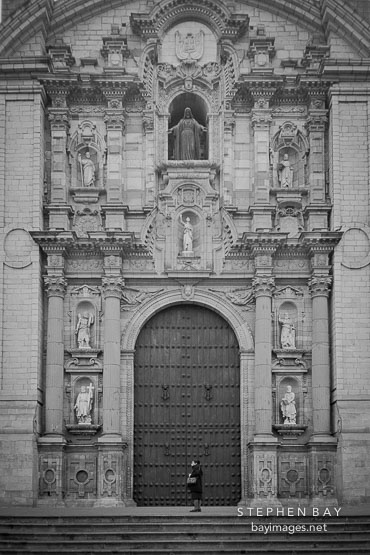 Front facade of the Lima Cathedral. Lima, Peru.