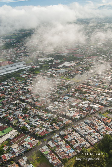 Photo of San Jose taken from an airplane. Costa Rica.