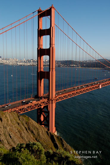 Golden Gate Bridge's north tower. San Francisco, California.