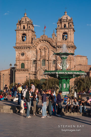 Plaza de Armas and Iglesia de la Compania de Jesus. Cusco, Peru.