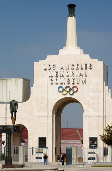 Los Angeles Memorial Coliseum, early morning. Los Angeles, California, USA.