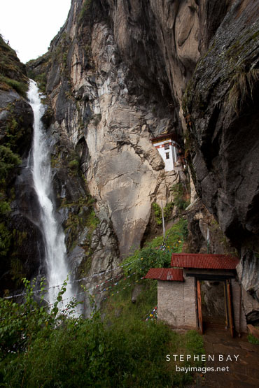 Shelkar Zar (waterfall) by Taktshang. Paro Valley, Bhutan.