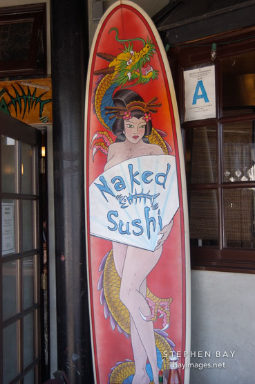 Sushi restaurant and city rating. Los Angeles, California, USA.