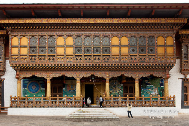 Entrance to the assembly hall in Punakha Dzong. Punakha, Bhutan.
