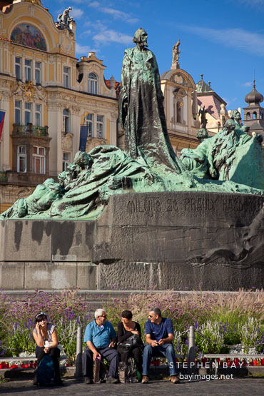 Jan Hus Memorial in the Old Town Square. Prague, Czech Republic.