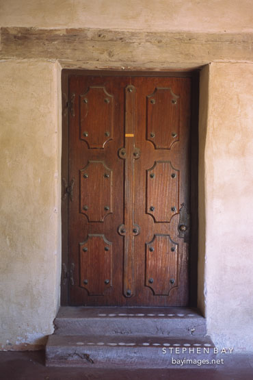 Closed door at the Carmel Mission. Carmel, California, USA.