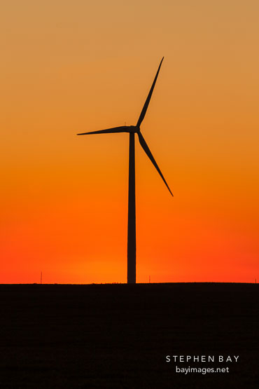 Silhouette of wind turbine. Story County, Iowa.