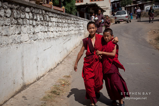 Young Buddhist monks. Wangdue Phodrang, Bhutan.