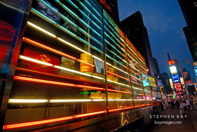 Neon American flag. Times Square, New York City, New York, USA.