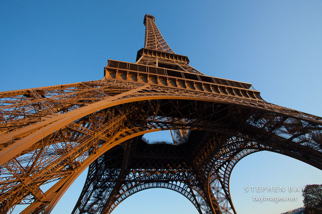 Underneath the Eiffel Tower. Paris, France.