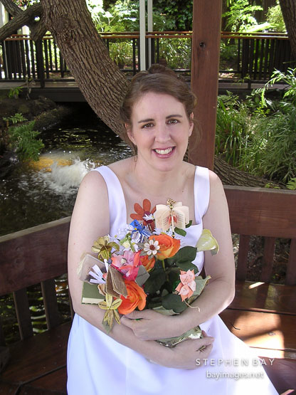 Kara Sjoblom with flower bookquet.