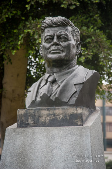 Bust of John F. Kennedy.  Kennedy park, Miraflores, Lima, Peru.
