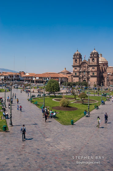Plaza de Armas and Iglesia de la Compania de Jesus. Cusco, Peru.