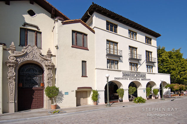 Plaza Methodist Church and Biscailuz Building. El Pueblo, Los Angeles, California, USA.