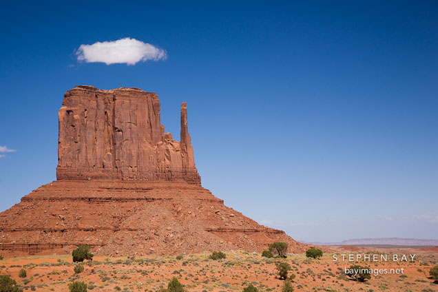 Cloud over West Mitten. Monument Valley, Arizona.