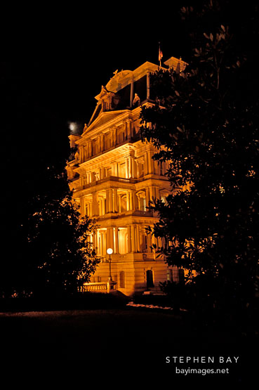 Dwight D. Eisenhower Executive Office Building at night. Washington, D.C., USA.