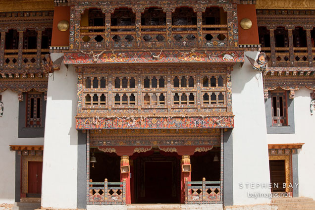 Entrance to the prayer hall at Gangte Goemba.