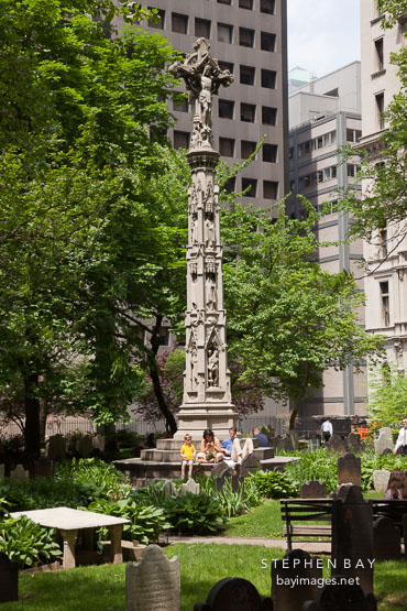 Pillar in the Trinity Church cemetery. New York City.