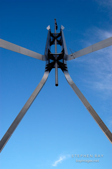 Steel flagpole at Parliament House. Canberra, Australia.