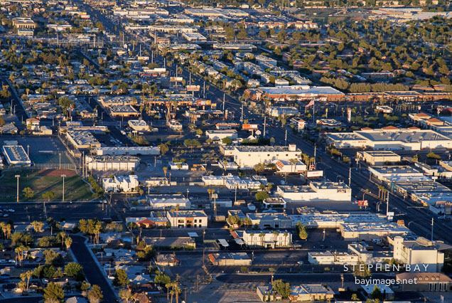 Aerial view of Las Vegas at sunset. Nevada, USA.