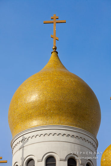 Onion dome of the Russian orthodox Cathedral. San Francisco, California.