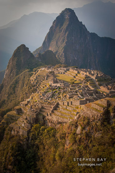 Huayna Picchu is the mountain that towers above Machu Picchu.