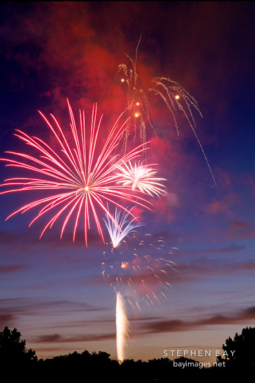 Fireworks on Independence Day. Foster City, California.