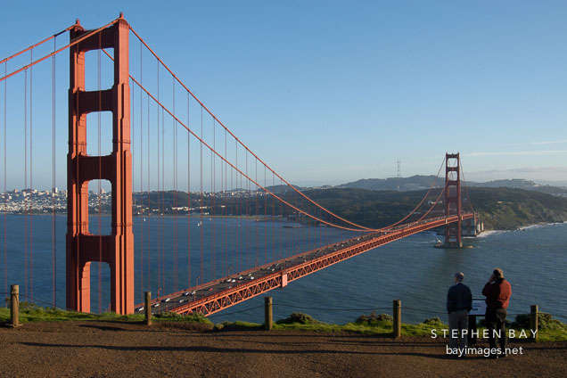Visitors enjoying the view of the Golden Gate Bridge, San Francisco, California.