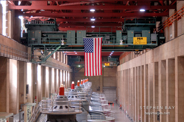 Crane used to install generators. Hoover Dam, Nevada and Arizona, USA.