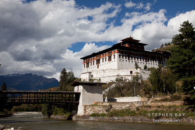 Rinpung Dzong and Paro Chhu. Paro, Bhutan.