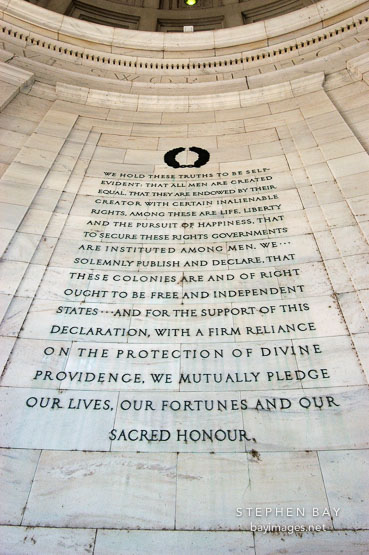 We hold these truths to be self evident. Jefferson Memorial, Washington, D.C., USA.