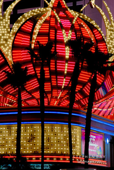 Palm trees and neon lights. Las Vegas, Nevada, USA.