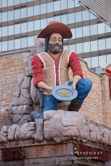 Prospector statue at the Fremont Street Experience. Las Vegas, Nevada.