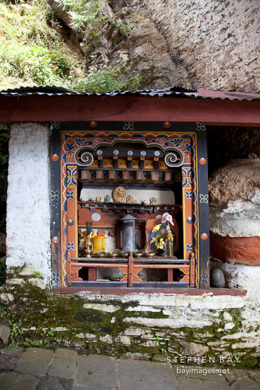 Small shrine at Cheri Monastery. Thimphu valley, Bhutan.