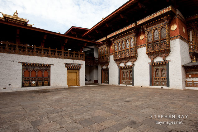Southernmost courtyard of Punakha Dzong. Punakha, Bhutan.