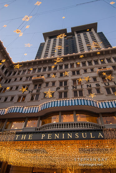 Stars above the entrance to The Peninsula Hotel. Hong Kong.