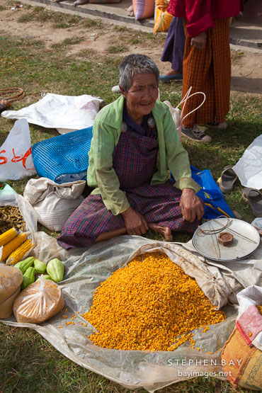 Dried corn. Weekend market, Punakha, Bhutan.