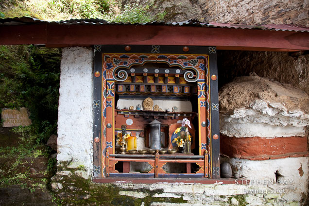 Shrine at Cheri Monastery. Thimphu Valley, Bhutan.