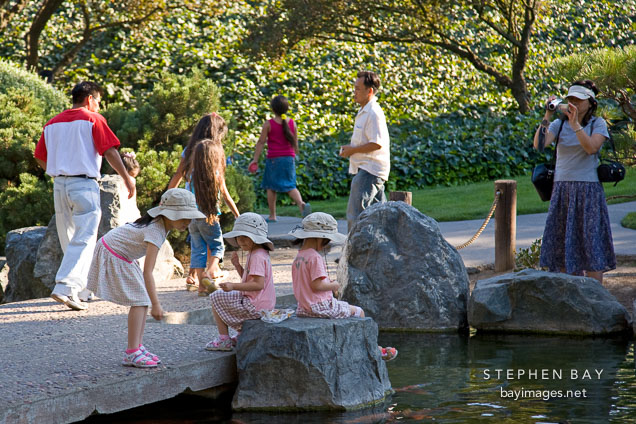 Families at the Japanese Friendship Garden. San Jose, California.