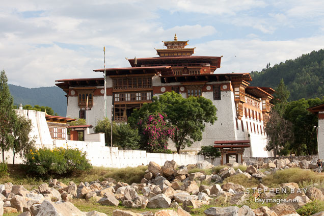 Punakha Dzong viewed from the north side. Punakha, Bhutan.