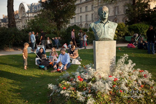 Bust of Antoine de Saint Exupery in the Tuileries Garden. Paris, France.