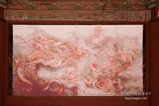 Dragon tapestry in Sajeongjeon Hall.